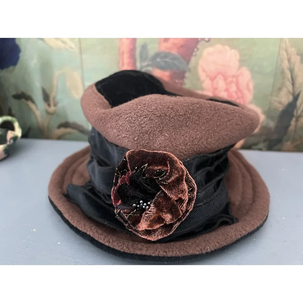Shani 90s Y2K Blossom Slouchy Bucket Cloche Floral Rose Women's XS Hat